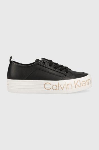 Kožené tenisky Calvin Klein Jeans Yw0yw01025 Vulc Flatf Low Wrap Around Logo čierna farba,