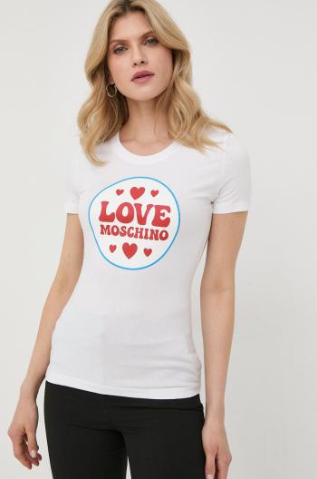 Tričko Love Moschino dámsky, biela farba