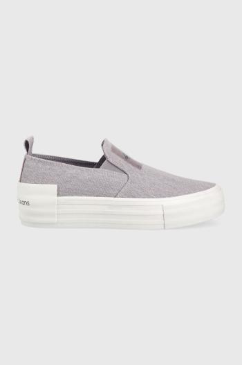 Tenisky Calvin Klein Jeans BOLD VULC FLATF SLIP dámske, fialová farba, YW0YW01040