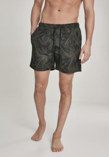 Urban Classics Pattern?Swim Shorts palm/olive - XL