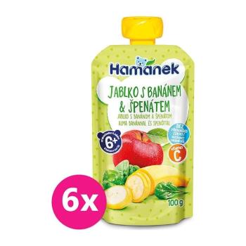 6x HAMÁNEK Kapsička Jablko, banán, špenát 100 g