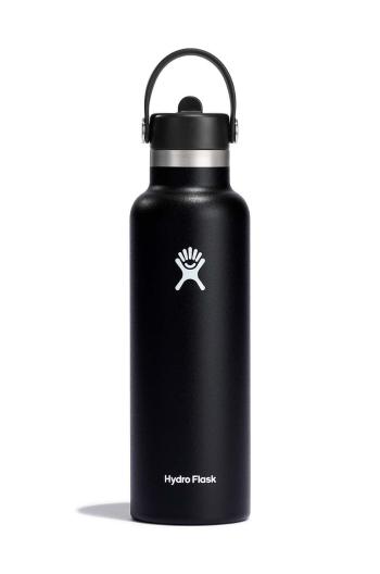 Termo fľaša Hydro Flask 21 Oz Standard Flex Straw Cap Black čierna farba, S21FS001