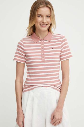 Polo tričko Tommy Hilfiger dámsky,ružová farba,WW0WW39530