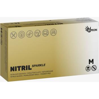 Espeon Nitril Sparkle Pearlescent Gold nitrilové nepudrované rukavice veľkosť M 2x50 ks