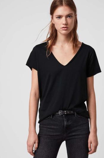 Bavlnené tričko AllSaints čierna farba,