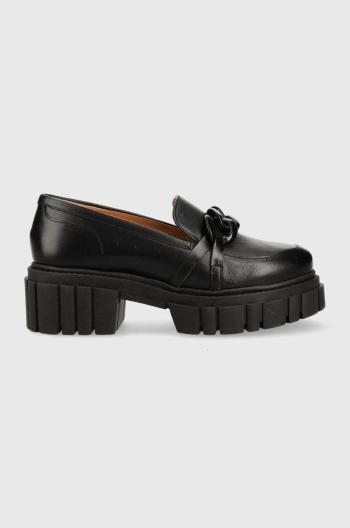 Kožené mokasíny Charles Footwear Saline dámske, čierna farba, na platforme, Saline.Loafer