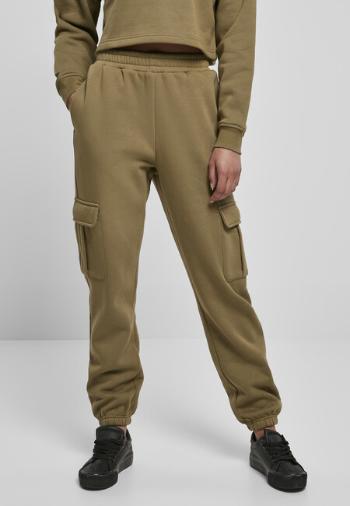 Urban Classics Ladies High Waits Cargo Sweat Pants tiniolive - L