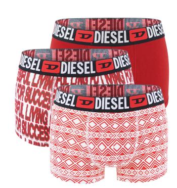 DIESEL - pánske boxerky 3PACK cotton stretch red graphic theme - limitovaná fashion edícia-M (78-83 cm)