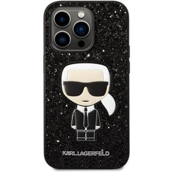 Karl Lagerfeld Glitter Flakes Ikonik Zadný Kryt pre iPhone 14 Pro Max Black (KLHCP14XGFKPK)