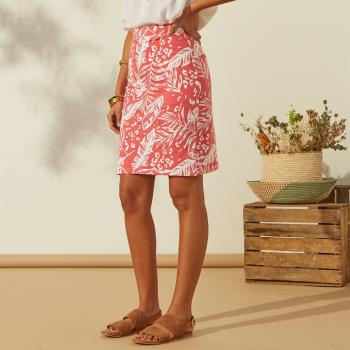 Blancheporte Rovná strečová sukňa s potlačou koralová/biela 52
