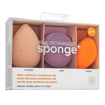 Real Techniques Sponge+ Glow Radiance Complexion Kit 3pcs sada pre zjednotenú a rozjasnenú pleť