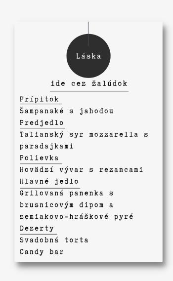 Menu - Minimalism Láska Zvoľte množstvo: od 11 ks do 30 ks