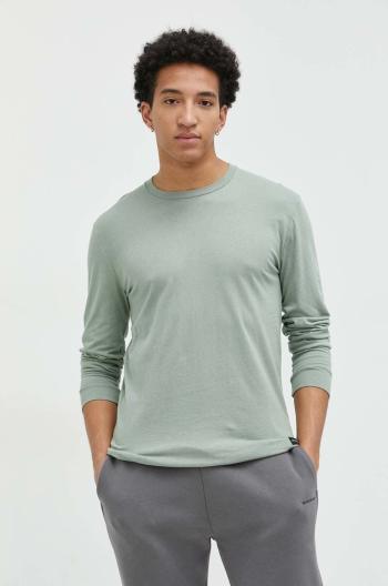 Bavlnené tričko s dlhým rukávom Hollister Co. zelená farba, jednofarebné