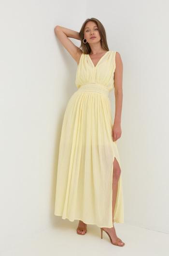 Bavlnené šaty Morgan žltá farba, maxi, rovný strih