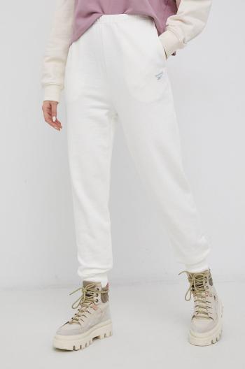 Bavlnené nohavice Reebok Classic HB8629 dámske, krémová farba, jednofarebné