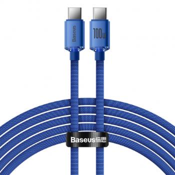 Baseus Crystal Shine kábel USB-C / USB-C 5A 100W 2m, modrý (CAJY000703)