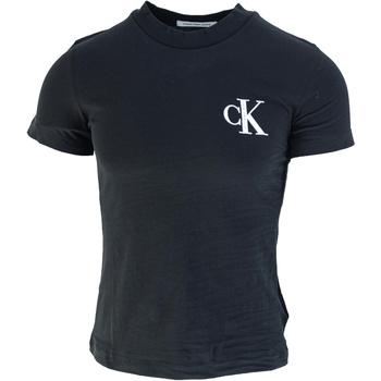 Calvin Klein Jeans  Tielka a tričká bez rukávov Organic Cotton Logo T-Shirt  Čierna