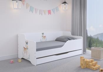 Detská posteľ s chrbtom LILU 160 x 80 cm - Srnka LILA DEER DOE posteľ + prístelok B - pravá strana (zábrana)