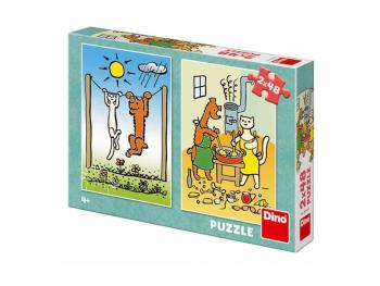 Puzzle DINO Psík a Mačička 2x48 dielikov