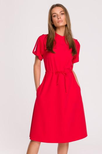 Červené šaty s krátkym rukávom S298