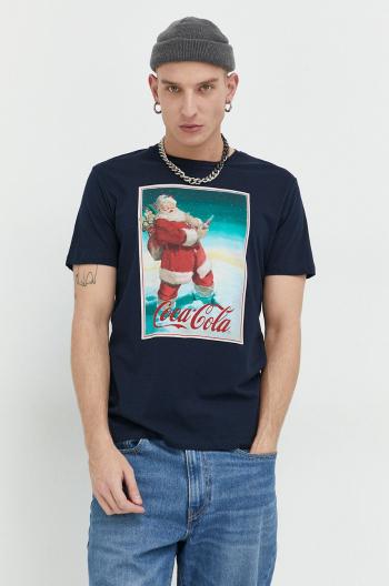 Bavlnené tričko Produkt by Jack & Jones x Coca-Cola tmavomodrá farba, s potlačou