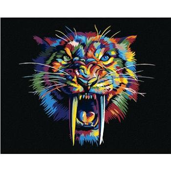Maľovanie podľa čísel – Farebný šabľozubý tiger (HRAmal00809nad)