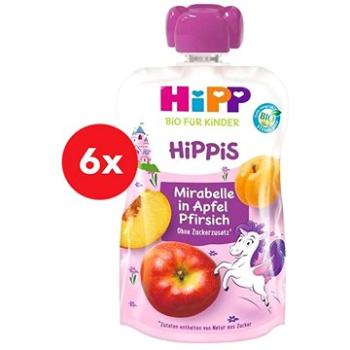 HiPP BIO Hippies Jablko-Broskyňa-Mirabelka 6× 100 g (4062300342828)