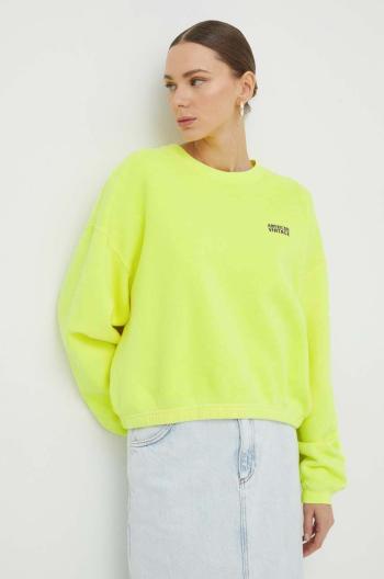 Mikina American Vintage  SWEAT ML COL ROND dámska, zelená farba, jednofarebná, IZU03AE24