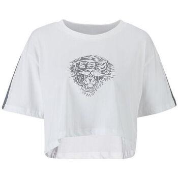 Ed Hardy  Tiger glow crop top white  Tričká a polokošele Biela