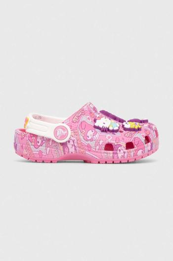 Detské šľapky Crocs CROCS CLASSIC HELLO KITTY CLOG ružová farba