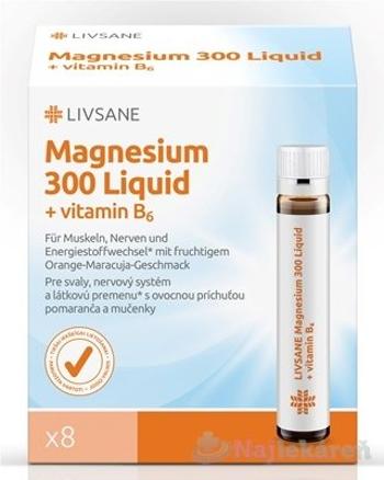 Livsane tekuté magnézium s vitamínom B6 8x30ml