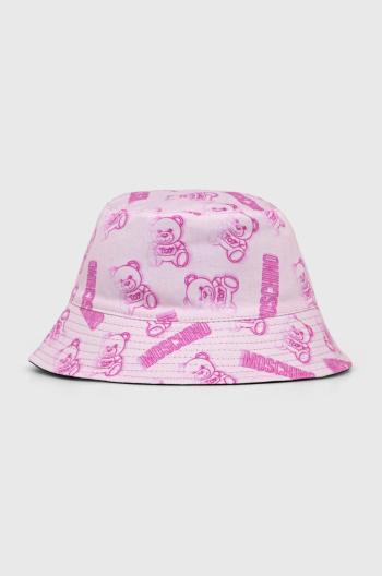 Obojstranný bavlnený klobúk Moschino ružová farba, bavlnený