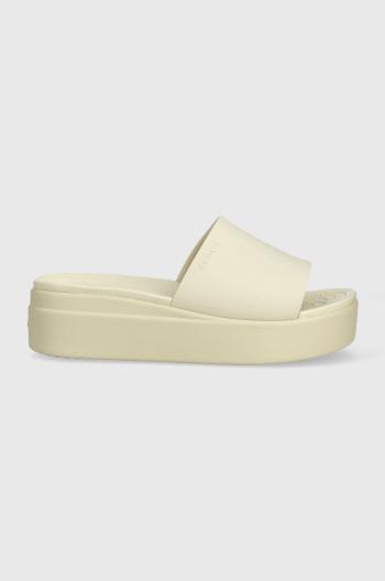 Šľapky Crocs Brooklyn Slide dámske, béžová farba, na kline, 208728