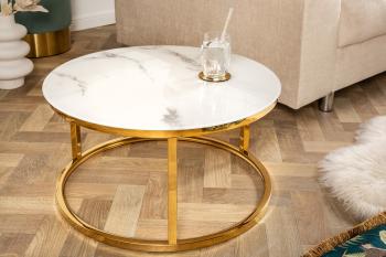 LuxD Dizajnový konferenčný stolík Latrisha 60 cm vzor imitácia mramora