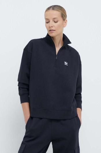 Mikina adidas Originals Essentials Halfzip Sweatshirt dámska, čierna farba, jednofarebná, IU2711