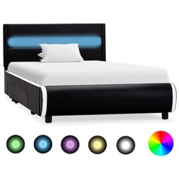 Rám postele so svetlom LED, čierny, umelá koža, 100 x 200 cm (284973)