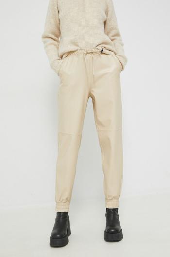 Nohavice Abercrombie & Fitch dámske, béžová farba, vysoký pás