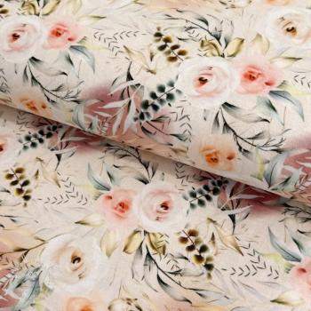 Úplet VISCOSE LYCRA HEAVY Old english flowers A digital print