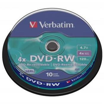 Verbatim DVD-RW, Matt Silver, 43552, 4.7GB, 4x, spindle, 10-pack, bez možnosti potisku, 12cm, pro archivaci dat