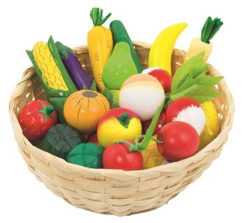 Drevené ovocie a zelenina v košíku 21 ks Vegetable basket