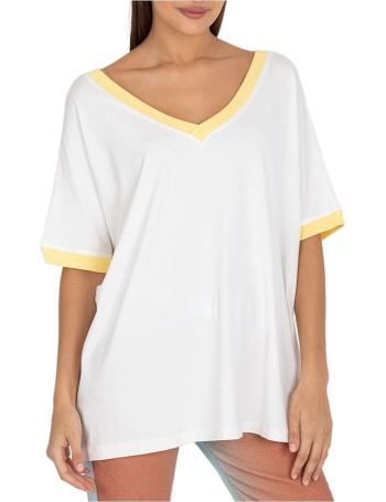 Biele dámske tričko so žltými lemami vel. ONE SIZE
