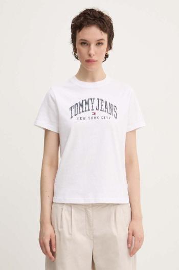 Bavlnené tričko Tommy Jeans dámske, biela farba, DW0DW19826