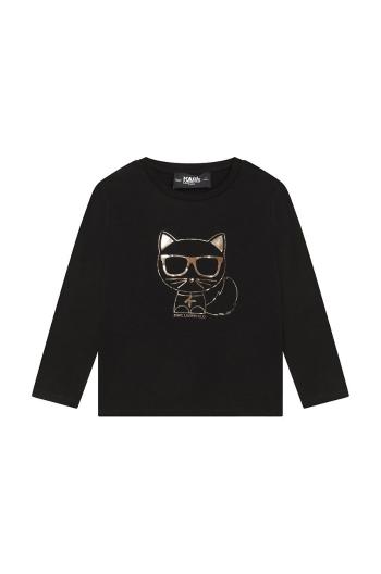 Detské tričko s dlhým rukávom Karl Lagerfeld čierna farba