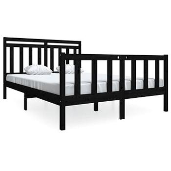 Rám postele čierny masívne drevo 140 × 190 cm, 3100703