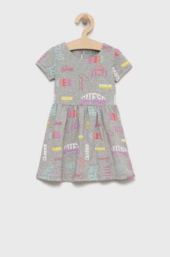 Dievčenské šaty Guess šedá farba, mini, áčkový strih