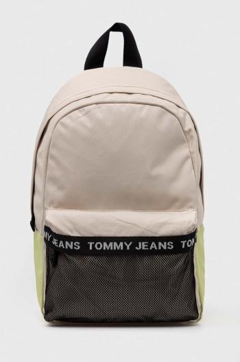 Ruksak Tommy Jeans pánsky, béžová farba, veľký, s potlačou