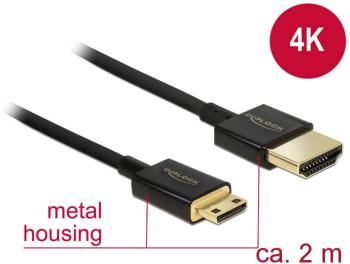 Delock HDMI prepojovací kábel #####HDMI-A Stecker, #####HDMI-Mini-C Stecker 2.00 m čierna 84778 pozlátené kontakty #####