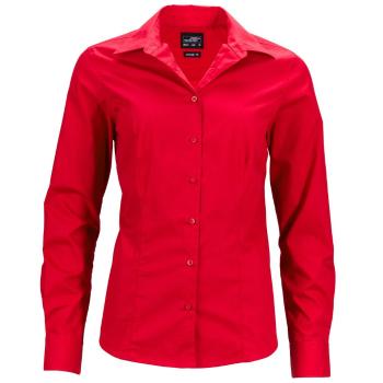 James & Nicholson Dámska košeľa s dlhým rukávom JN641 - Červená | XXL