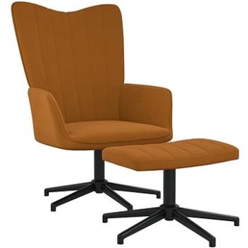 Relaxačné kreslo so stoličkou hnedé zamat, 327718