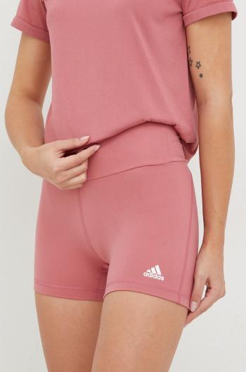 Šortky na jogu adidas Performance Yoga Essentials dámske, ružová farba, jednofarebné, vysoký pás